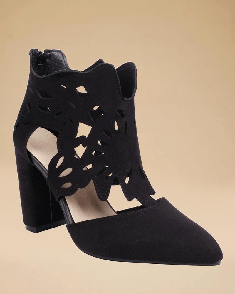 Women's Casual Elegant Hollow-out Zipper Heels - Greatonushoes