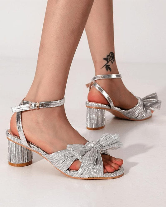 Women's Fashion Web celebrity style Bow-knot Chunky Heel Sandals(Large size) - Greatonushoes