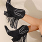 Women's Fashion Web celebrity style Floral Embroidery Tassel Ankle Boots - Greatonushoes